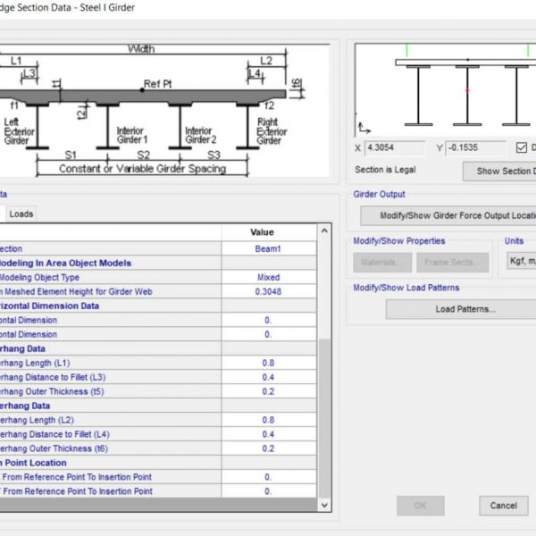 طراحی سازه پل یک دهانه 60 متری در چهارمحال بختیاری با یک خط عبور مطابق با نشریه 139 و اشتو